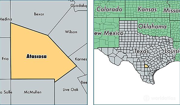 location of Atascosa county on a map