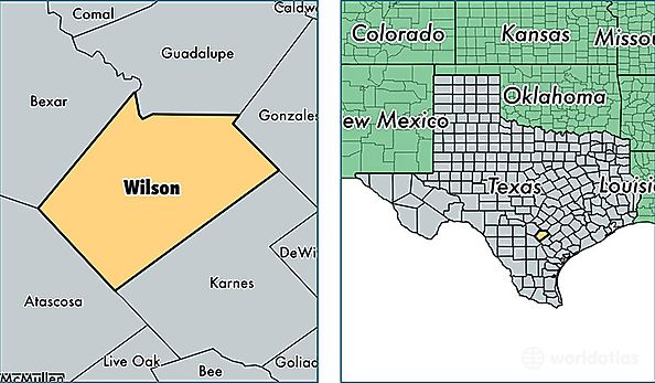 location of Wilson county on a map
