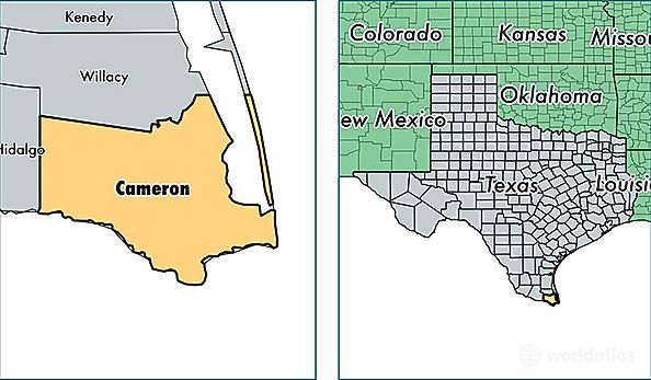 location of Cameron county on a map
