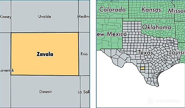 location of Zavala county on a map