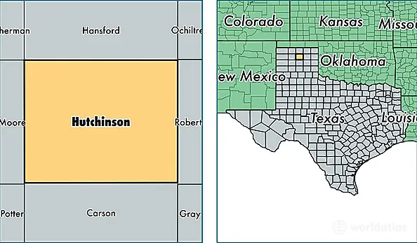 location of Hutchinson county on a map