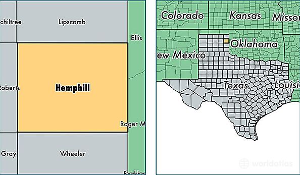 location of Hemphill county on a map