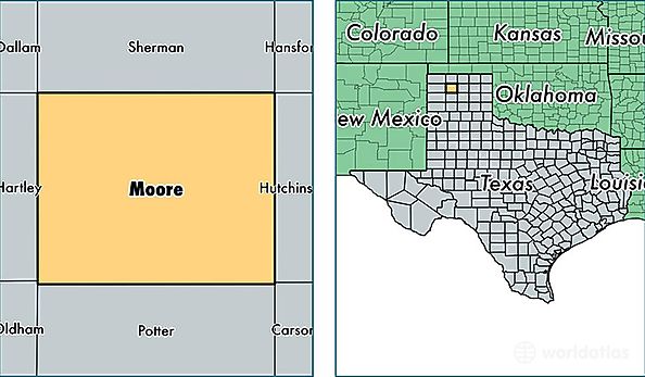 location of Moore county on a map