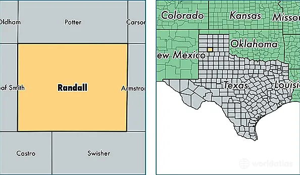 location of Randall county on a map
