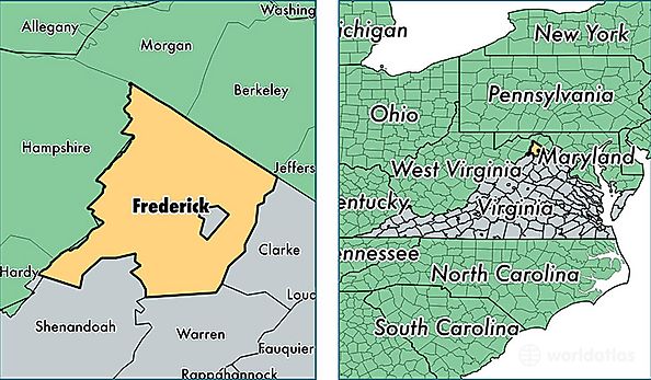 location of Frederick county on a map