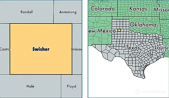 location of Swisher county on a map