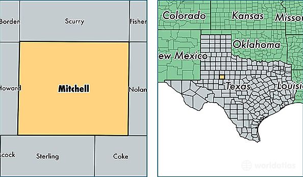 location of Mitchell county on a map