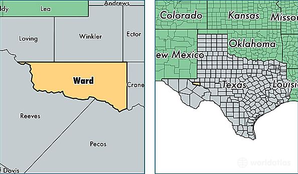 location of Ward county on a map