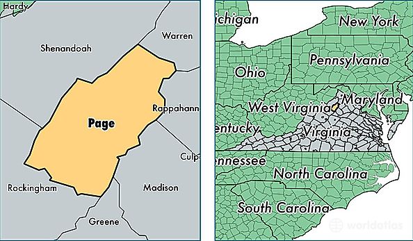 location of Page county on a map