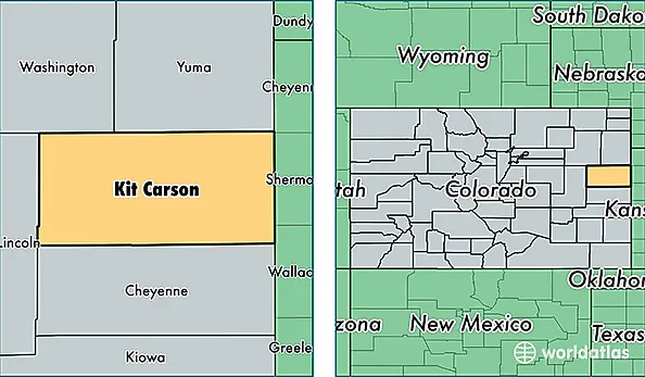 location of Kit Carson county on a map