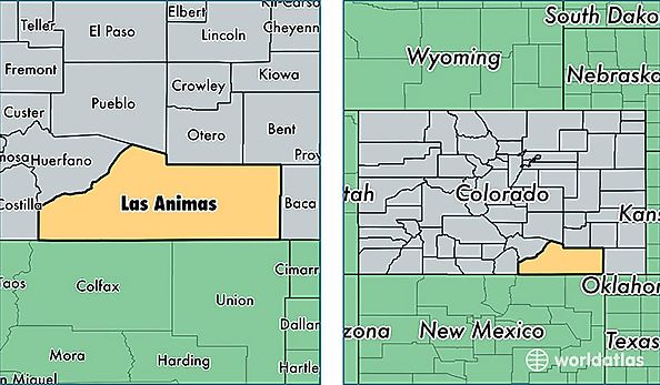location of Las Animas county on a map