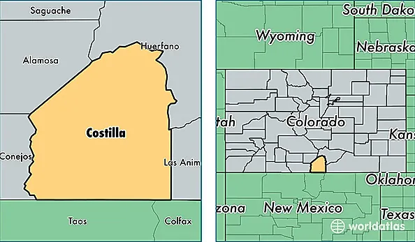 location of Costilla county on a map