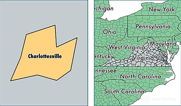 location of Charlottesville City county on a map