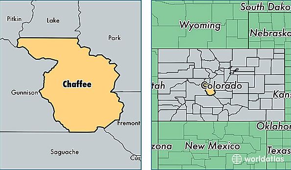 location of Chaffee county on a map