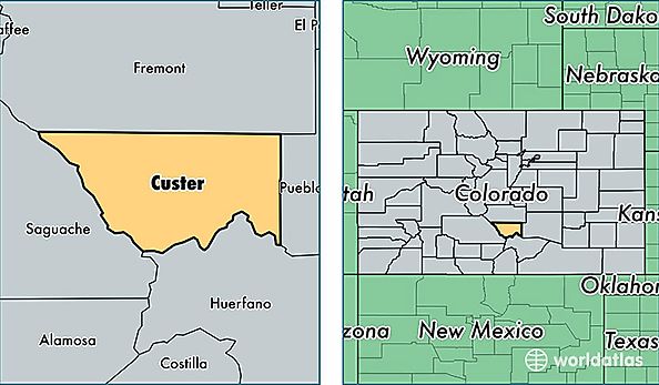 location of Custer county on a map