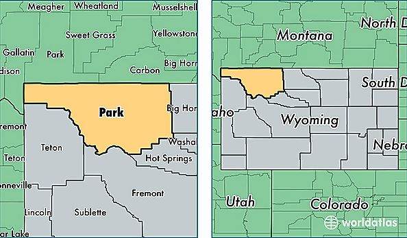 location of Park county on a map