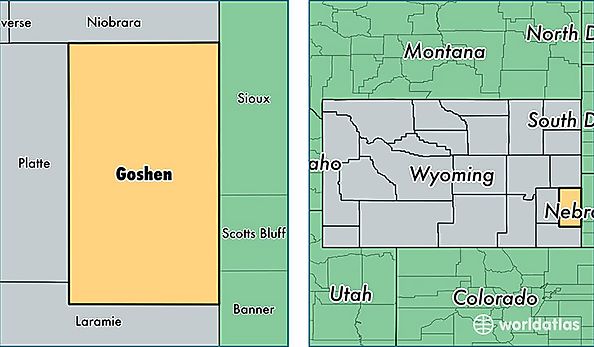 location of Goshen county on a map