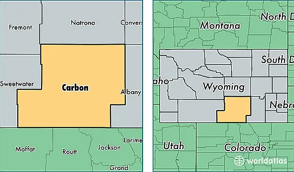 location of Carbon county on a map