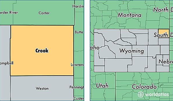 location of Crook county on a map