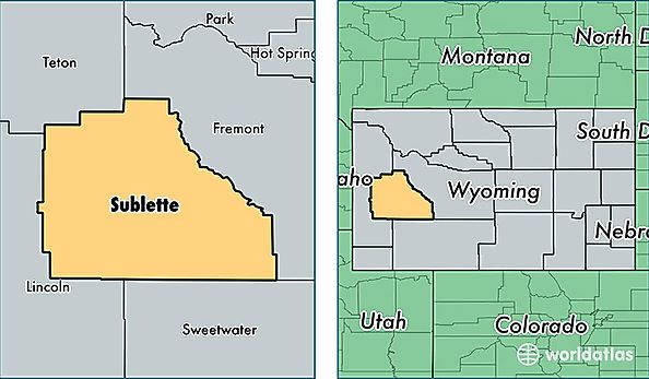 location of Sublette county on a map