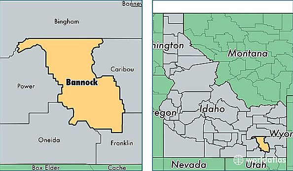 location of Bannock county on a map