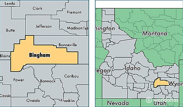 location of Bingham county on a map