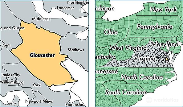 location of Gloucester county on a map