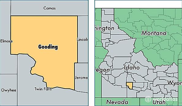 location of Gooding county on a map