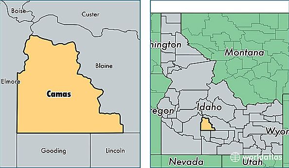 location of Camas county on a map