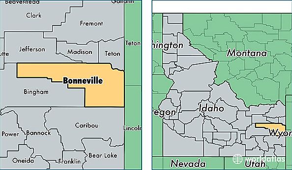 location of Bonneville county on a map