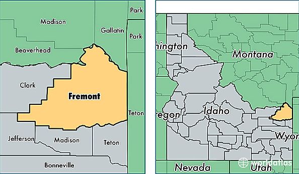 location of Fremont county on a map