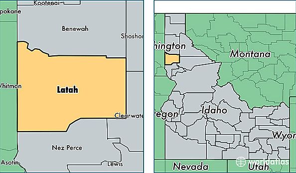 location of Latah county on a map