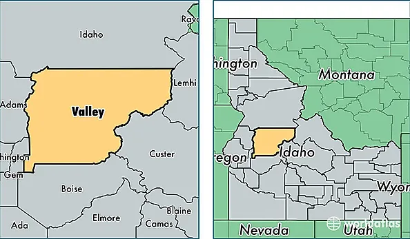 location of Valley county on a map