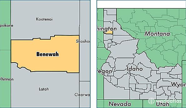 location of Benewah county on a map