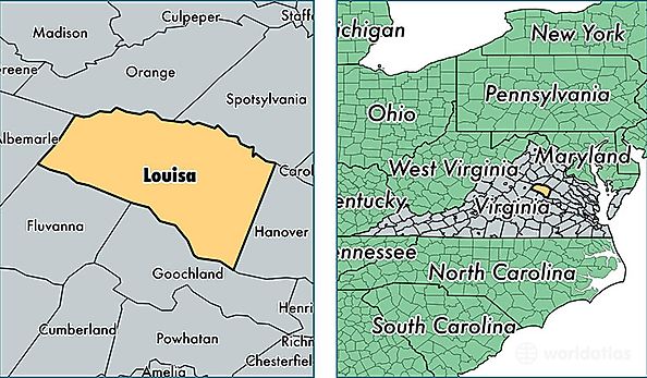 location of Louisa county on a map