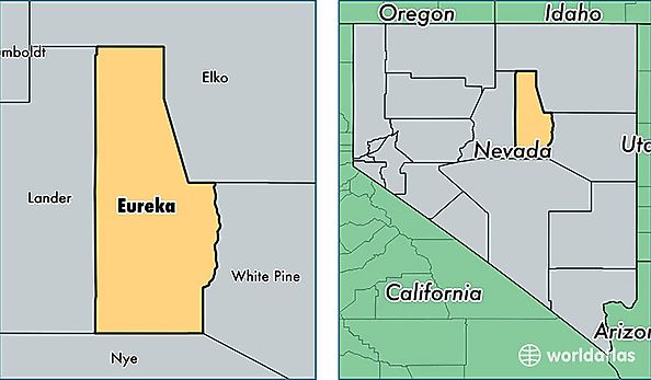 location of Eureka county on a map