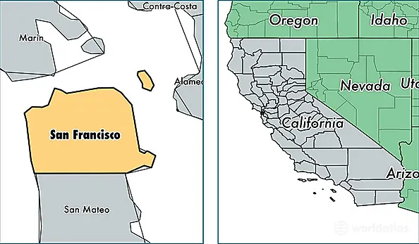 location of San Francisco county on a map