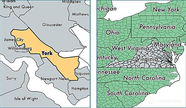 location of York county on a map