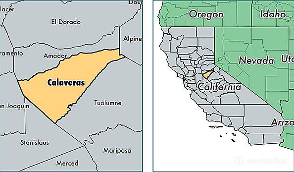 location of Calaveras county on a map