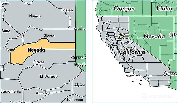 location of Nevada county on a map