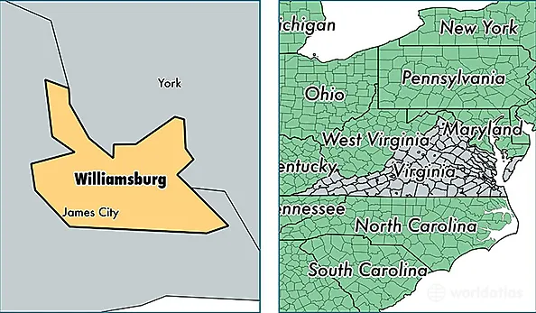 location of Williamsburg City county on a map