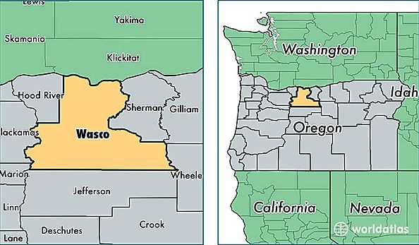 location of Wasco county on a map