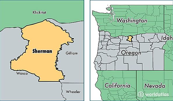 location of Sherman county on a map