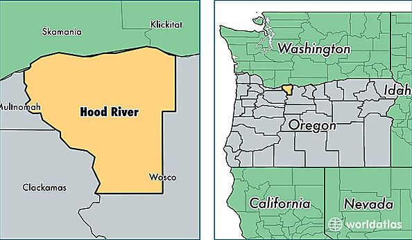 location of Hood River county on a map