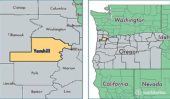 location of Yamhill county on a map