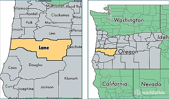location of Lane county on a map