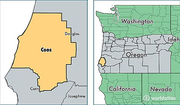 location of Coos county on a map