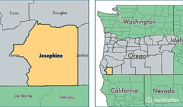 location of Josephine county on a map