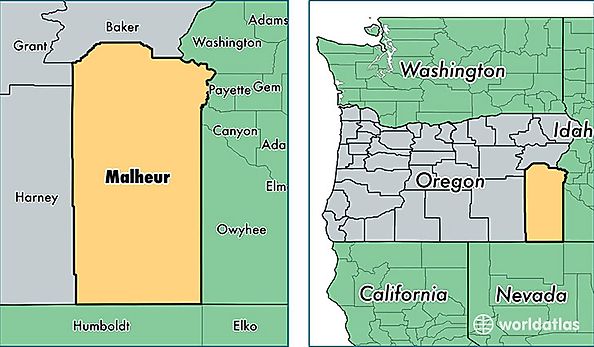 location of Malheur county on a map