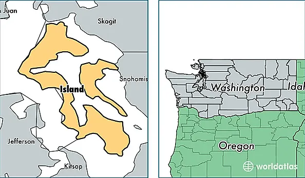 location of Island county on a map